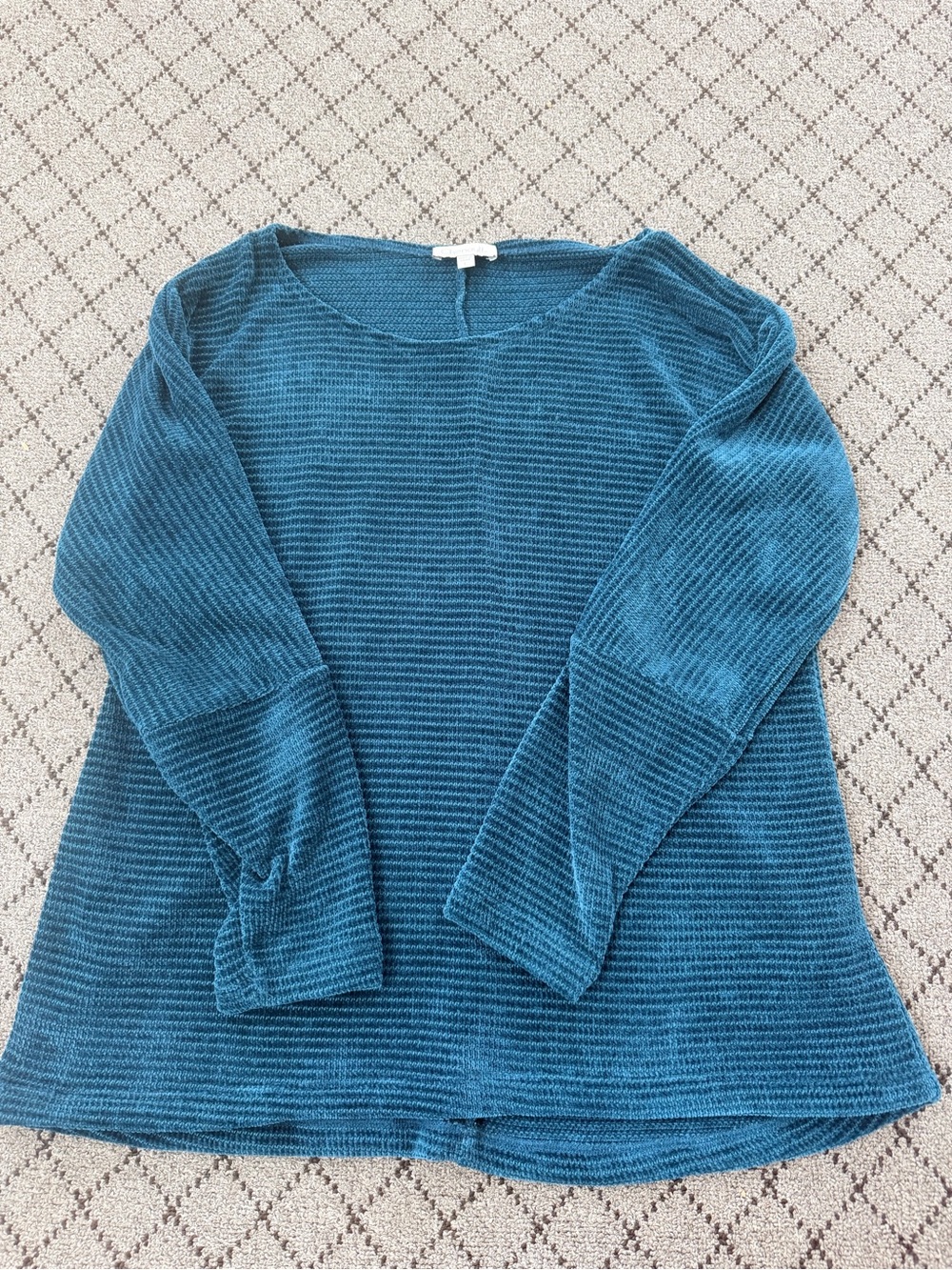 Chenault Teal Ribbed Scoop Neck Sweater